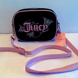 Juicy Couture Winging it camera bag black pink butterfly sparkle Crossbody bag